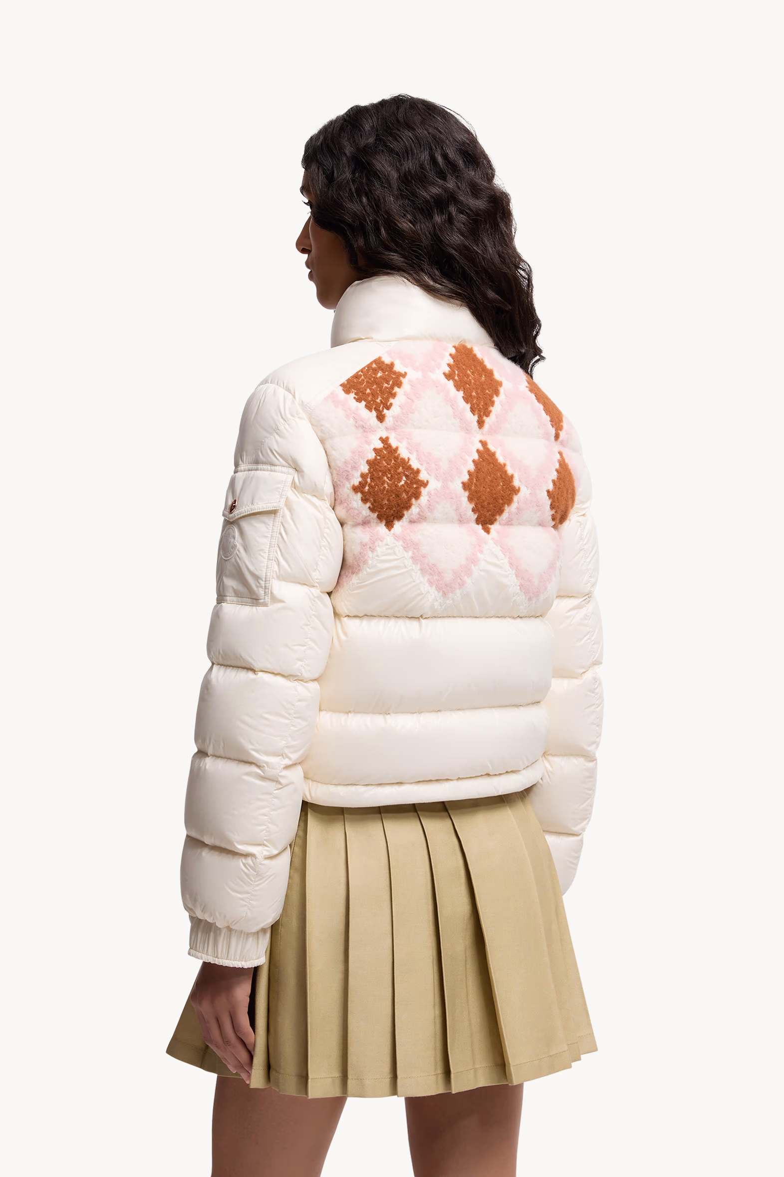 Megara Wool-Trimmed Short Down Jacket Women White & Pink Moncler 5